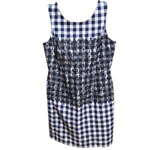 Tahari Sleeveless Blue & White Checkered Woman's Dress Size 12